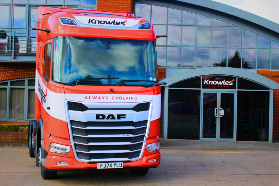 Outside photo of a Knowles lorry parked up in front of the Knowles office